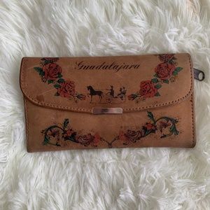 Vintage Mexico Guadalajara Wallet with Rose Design